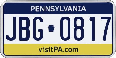 PA license plate JBG0817