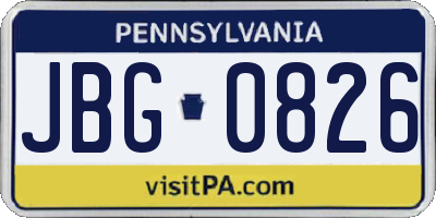 PA license plate JBG0826