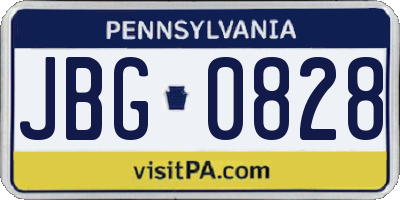 PA license plate JBG0828