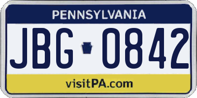 PA license plate JBG0842