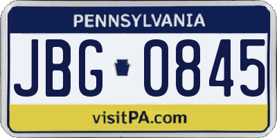 PA license plate JBG0845