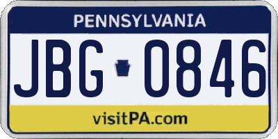 PA license plate JBG0846