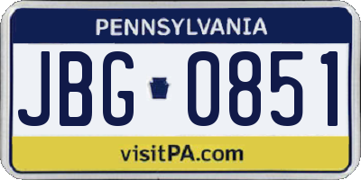 PA license plate JBG0851