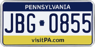 PA license plate JBG0855