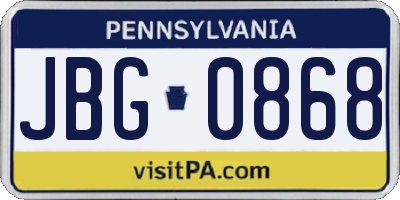 PA license plate JBG0868