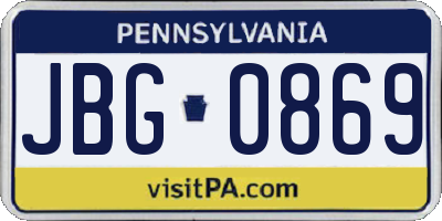 PA license plate JBG0869