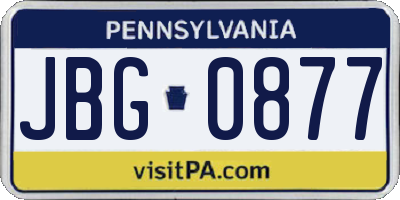 PA license plate JBG0877