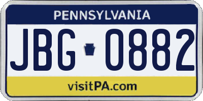 PA license plate JBG0882