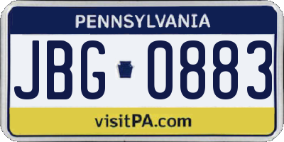 PA license plate JBG0883