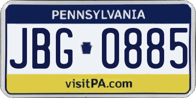 PA license plate JBG0885