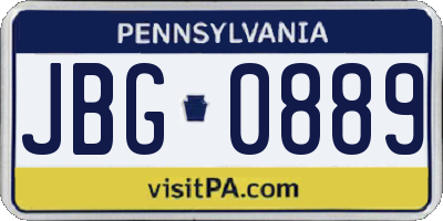 PA license plate JBG0889