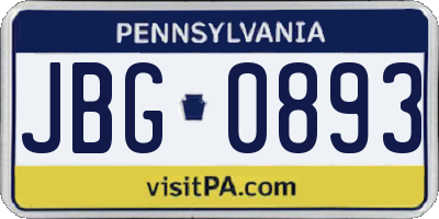 PA license plate JBG0893