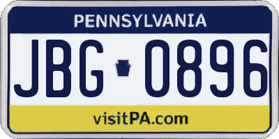 PA license plate JBG0896
