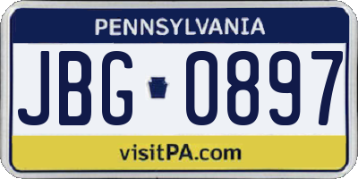 PA license plate JBG0897