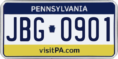 PA license plate JBG0901