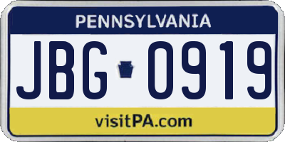 PA license plate JBG0919