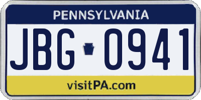 PA license plate JBG0941