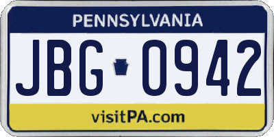 PA license plate JBG0942
