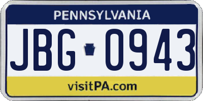 PA license plate JBG0943