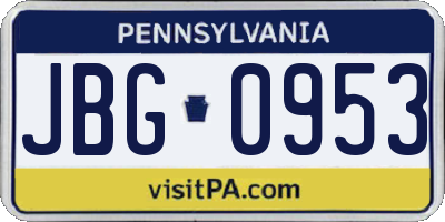 PA license plate JBG0953