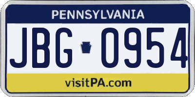 PA license plate JBG0954