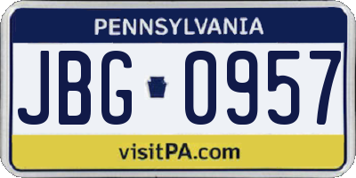 PA license plate JBG0957