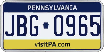 PA license plate JBG0965