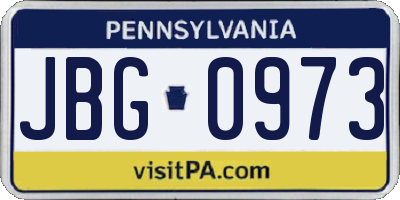PA license plate JBG0973