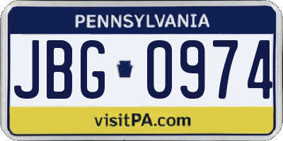 PA license plate JBG0974