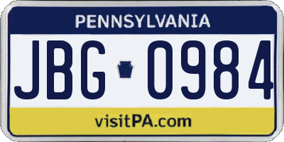 PA license plate JBG0984