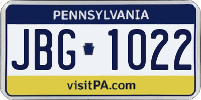 PA license plate JBG1022