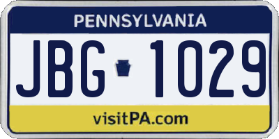PA license plate JBG1029