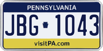 PA license plate JBG1043