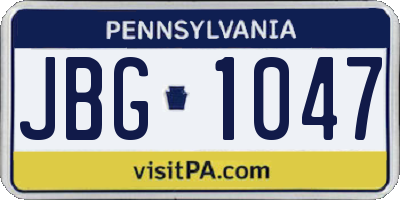 PA license plate JBG1047