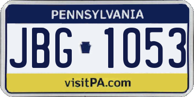 PA license plate JBG1053