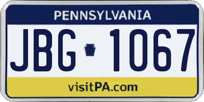 PA license plate JBG1067