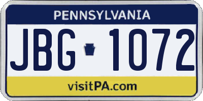 PA license plate JBG1072