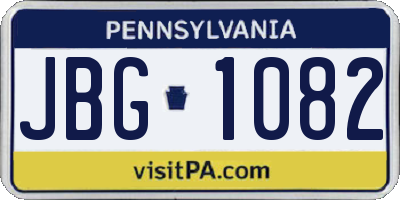 PA license plate JBG1082