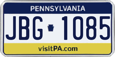 PA license plate JBG1085