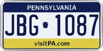 PA license plate JBG1087