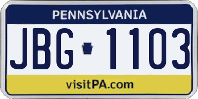 PA license plate JBG1103