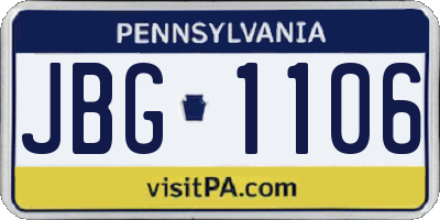 PA license plate JBG1106