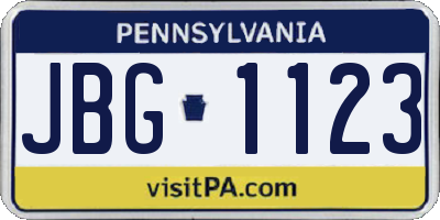 PA license plate JBG1123