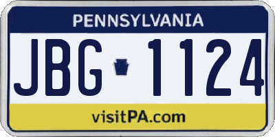 PA license plate JBG1124
