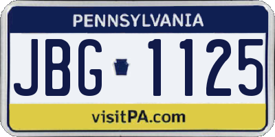 PA license plate JBG1125
