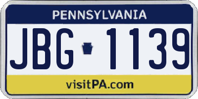 PA license plate JBG1139