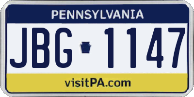 PA license plate JBG1147