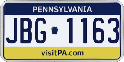 PA license plate JBG1163