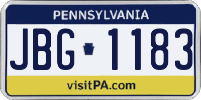 PA license plate JBG1183