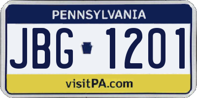 PA license plate JBG1201